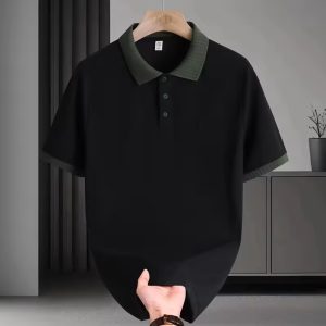 Trendy Luxury Black Polo T-Shirt for Men