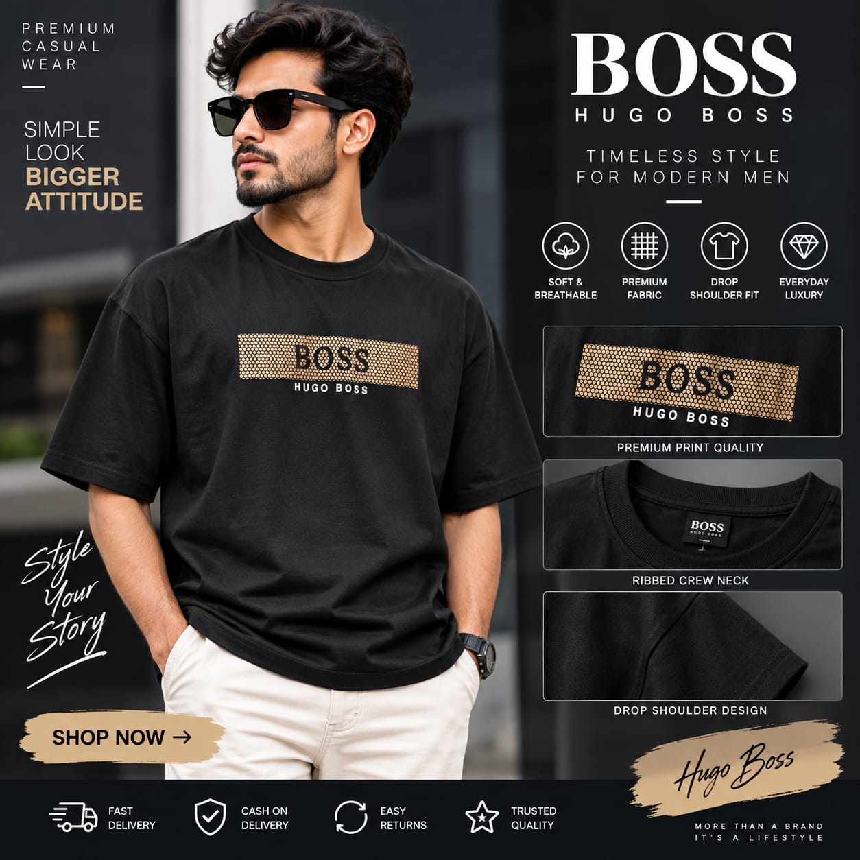 Trendy Premium Drop Shoulder T-Shirt – 220–230 GSM